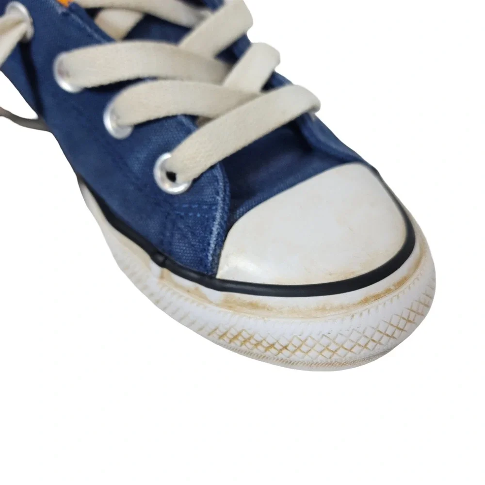 Converse All Star Kids Blue Orange Canvas Low Top Sneakers 665115F Size 3